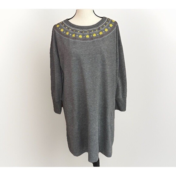 Matilda Jane Dress Women's Size XL Gray Floral Embroidered Knit Just Imagine - Picture 2 of 10